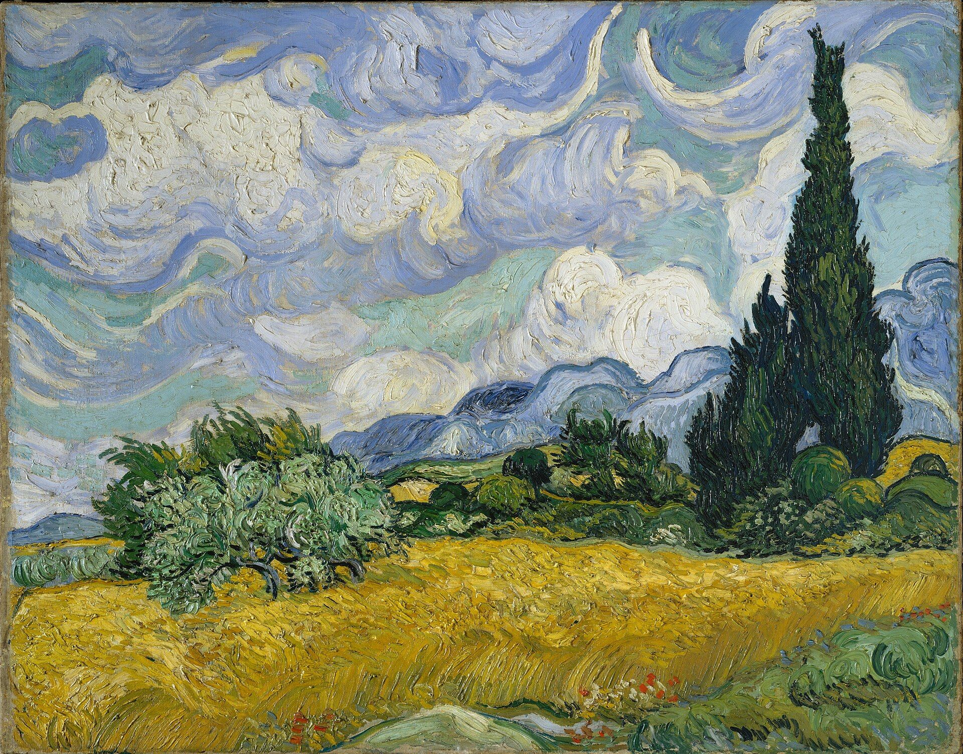 Vincent van Gogh, Wheat Field with Cypresses (1889), oil on canvas